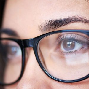 Close up of woman with eye glasses
