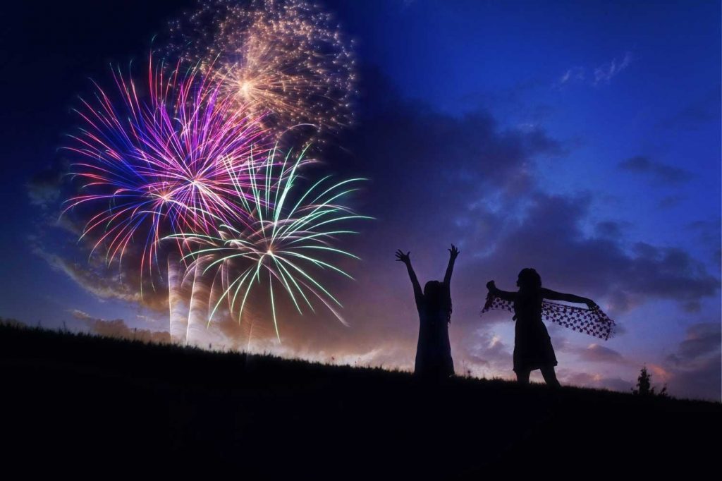 Kids enjoying fireworks