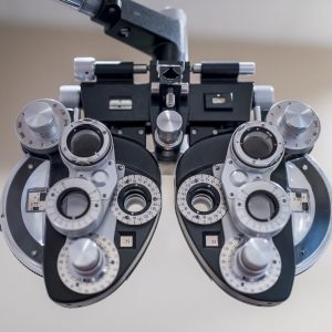 Close up of eye exam equipment
