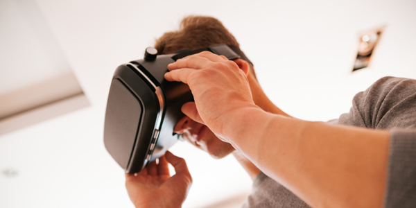Man wearing a virtual reality headset