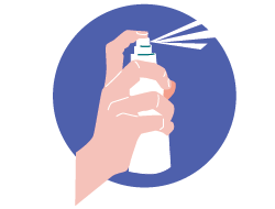 Illustration of a hand holding a spray bottle