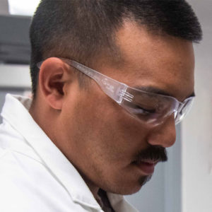 Man wearing safety glasses