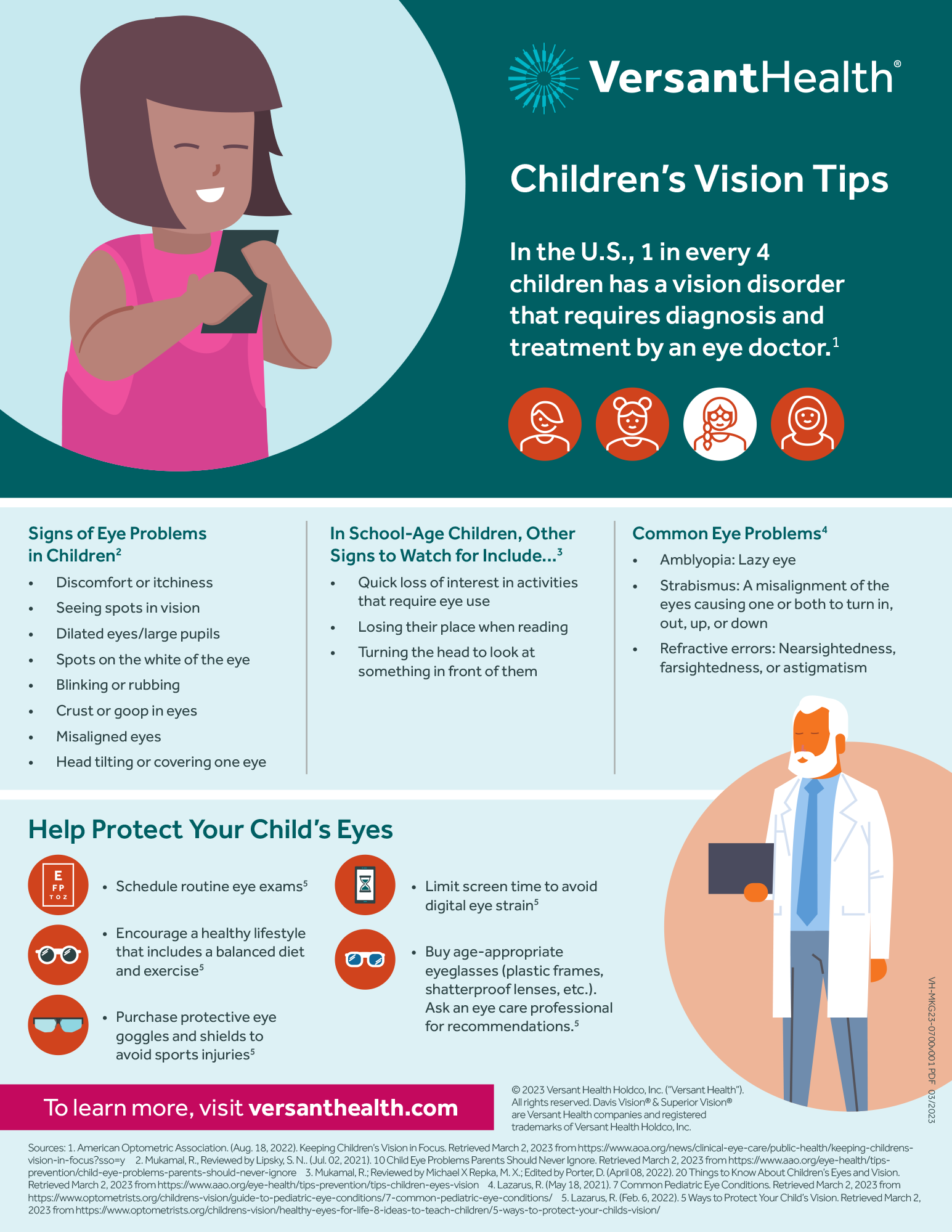 Preview of an infographic that talks about vision tips for kids