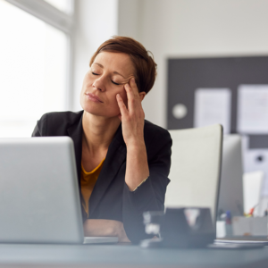 Tired woman at work