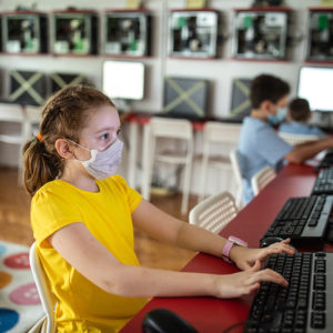 students wearing masks in classroom