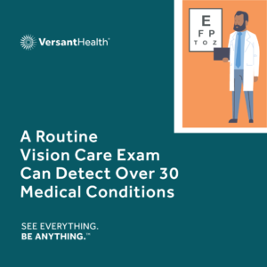 Ad that describes the benefits of a routine vision care exam